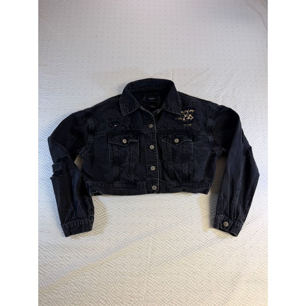 Forever 21 Denim Leopard Patch Jacket